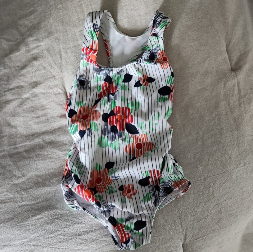 Lands end Floral Striped Swimsuit